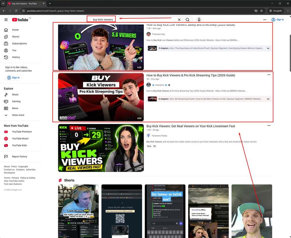 YouTube rank 1 and 2 buy kick viewers